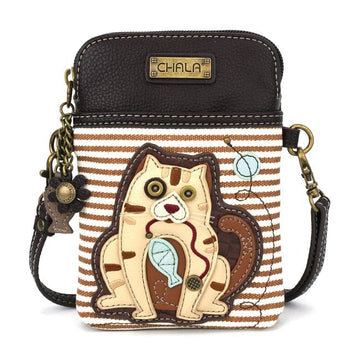 Chala Cross Body Cell Phone Case Tabby Cat GEN II - CELLPHONE CROSS-BODY - BROWN STRIPE